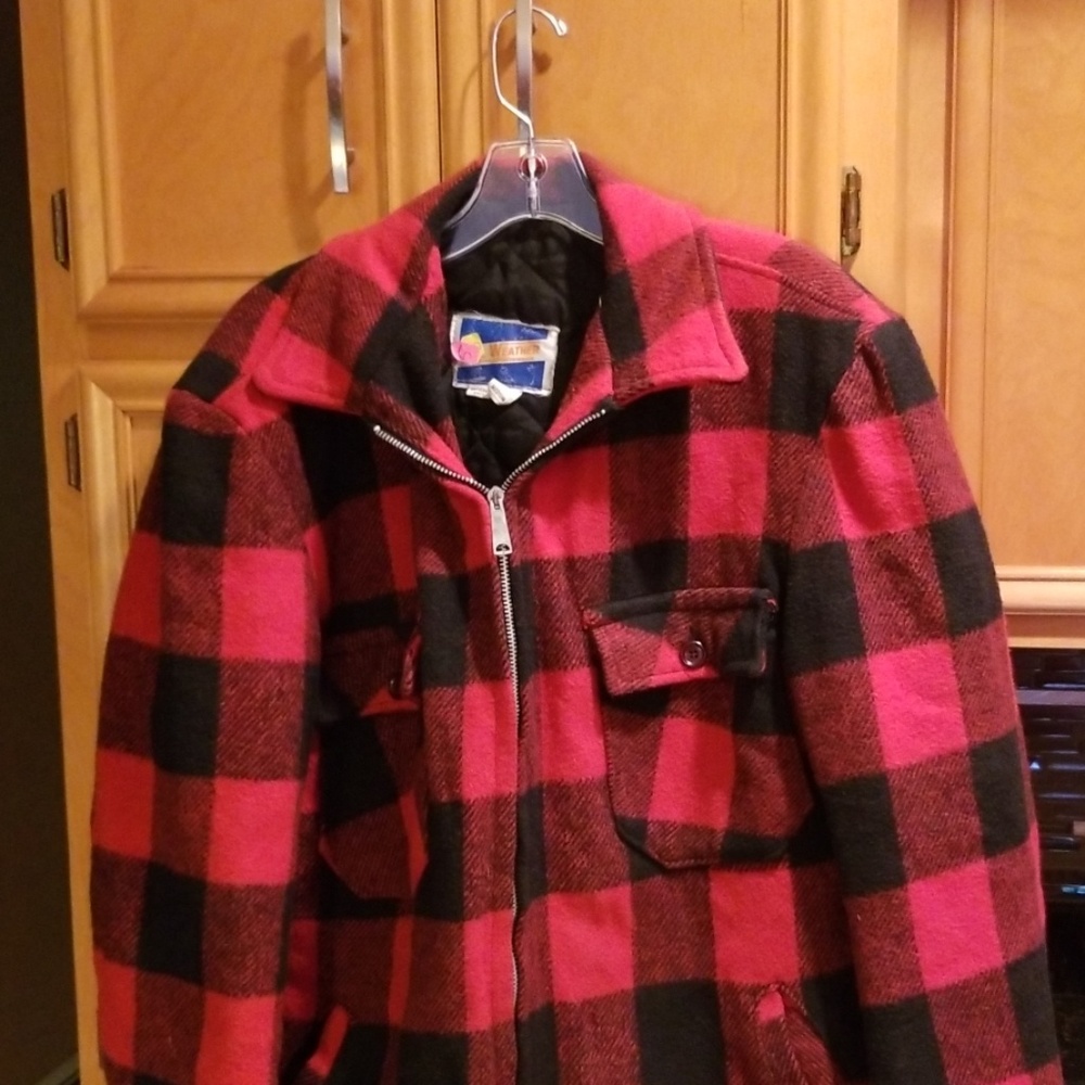 Mens lined wool plaid jacket